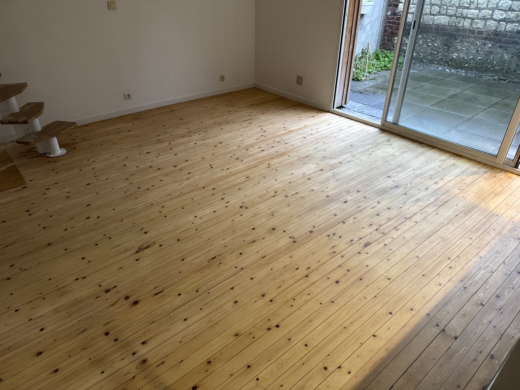 Résultat final — meuble-escalier japonais installé avec parquet rénové, Atelier EGEA Rouen